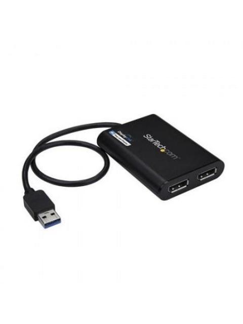STARTECH  ADAPTADOR USB 3.0 MACHO - 2X DISPLAYPORT HEMBRA NEGRO