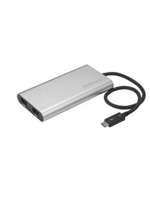 STARTECH  ADAPTADOR DE VIDEO THUNDERBOLT 3 A DOBLE HDMI 4K 60HZ PLATA