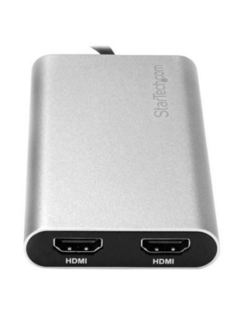 STARTECH  ADAPTADOR DE VIDEO THUNDERBOLT 3 A DOBLE HDMI 4K 60HZ PLATA