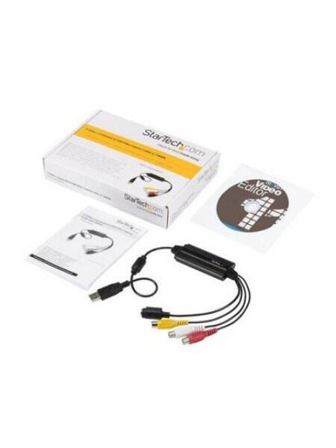STARTECH  ADAPTADOR DE CAPTURA DE VIDEO USB MACHO - COMPOSITE-S-VIDEO-2X RCA HEMBRA NEGRO