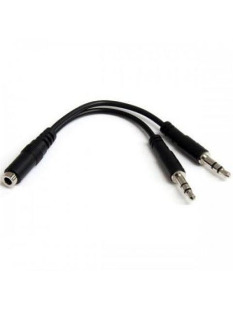 STARTECH  CABLE 35MM HEMBRA - 2X DE 35MM MACHO 13CM NEGRO