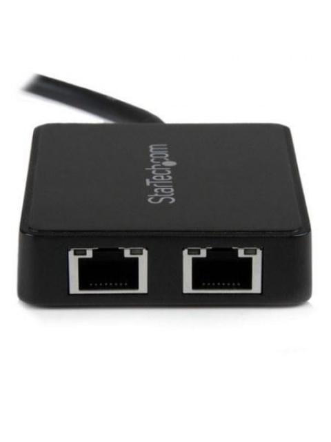 STARTECH  ADAPTADOR 2X USB 3.0 MACHO - 2X RJ-45 HEMBRA 20CM NEGRO