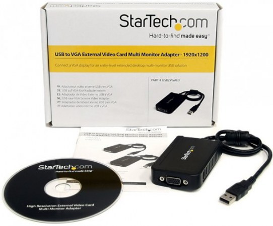 STARTECH  ADAPTADOR DE VIDEO EXTERNO USB2VGAE3 USB A VGA 1920 X 1200 PIXELES NEGRO