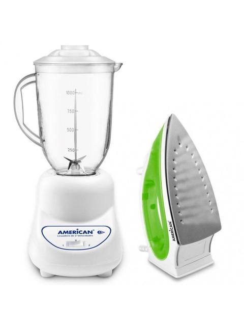 AMERICAN KIT LICUADORA 3272 2 VELOCIDADES BLANCO - INCLUYE UNA PLANCHA DE VAPOR