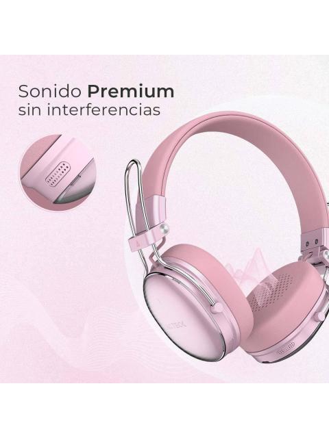 AUDIFONOS INALAMBRICOS BLUETOOTH LUXE CHIC HP710 ACTECK ELITE SERIES DURACION DE BATERIA HASTA 30H COLOR ROSA. AC940900