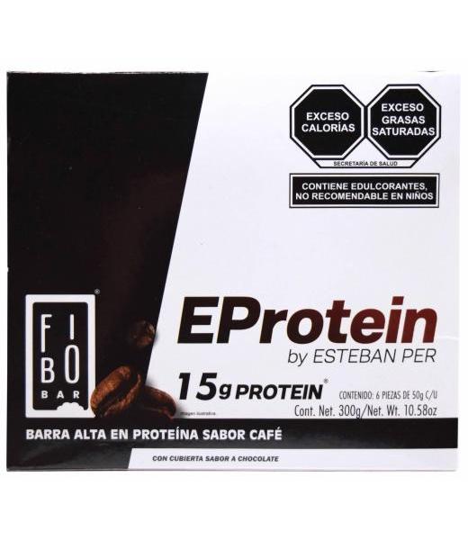 BARRA DE PROTEINA CUBIERTA DE CHOCOLATE CAFE 50 G FIBO BAR P 6