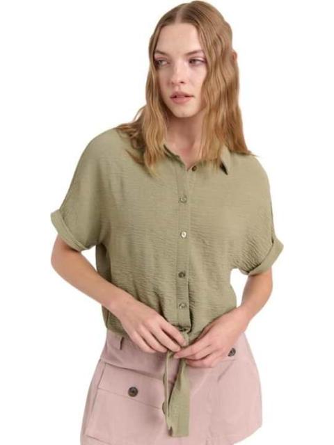 BLUSA ANUDADA CON ESTAMPADO VERDE OLIVO HOLLY LAND