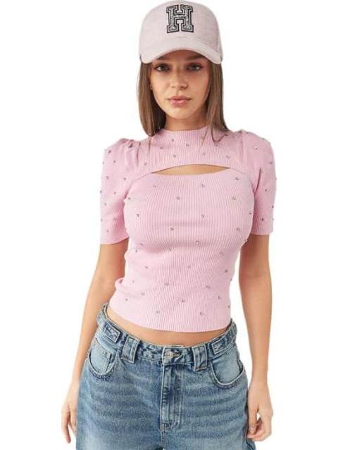 BLUSA CON PEDRERIA ROSA HOLLY LAND