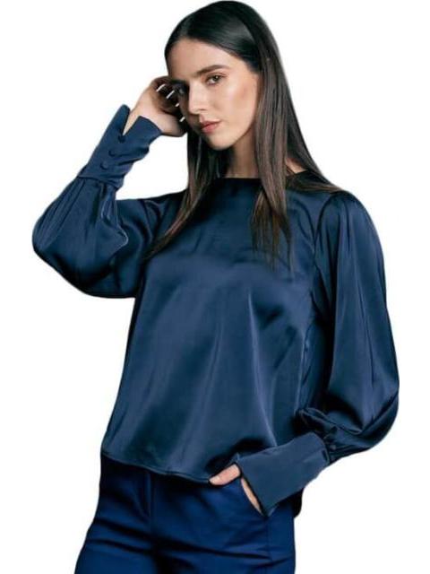 BLUSA SATINADA AZUL MARINO HOLLY LAND