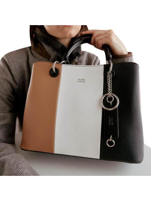 BOLSA SATCHEL CON BLOQUES DE COLOR NEGRO VI LINE