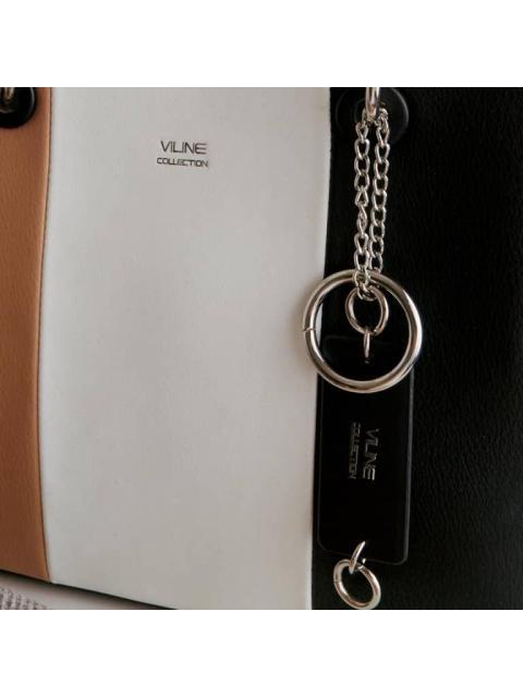 BOLSA SATCHEL CON BLOQUES DE COLOR NEGRO VI LINE