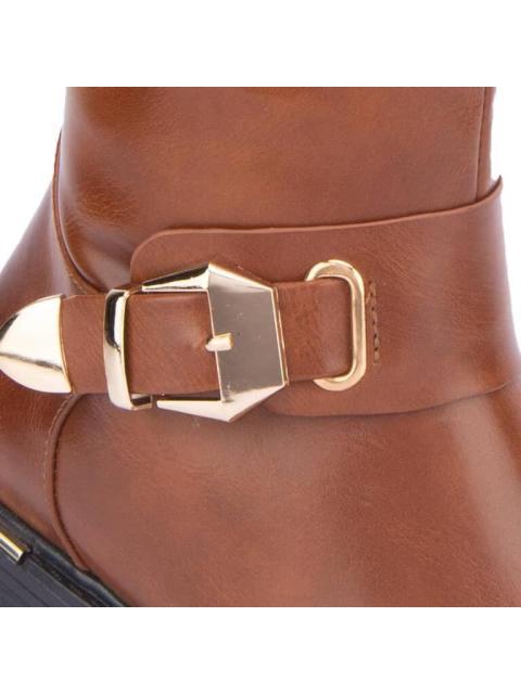 BOTA ALTA HEBILLA METALICA COGNAC TIERRA BENDITA