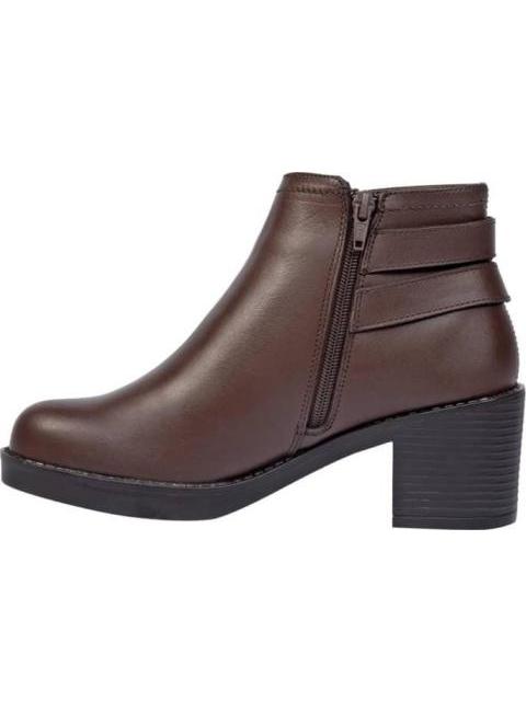 BOTA DE PIEL VACUNO CON HEBILLAS CAFE VIVIS SHOES