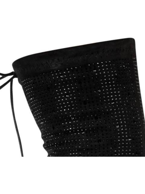 BOTA EXTRA LARGA ANTE STRETCH PIEDRAS TACON DELGADO NEGRO THALIA SODI