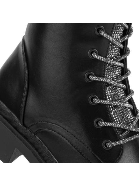 BOTA MILITAR CORDONES PEDRERIA SUELA TRACK NEGRO BELINDA PEREGRIN