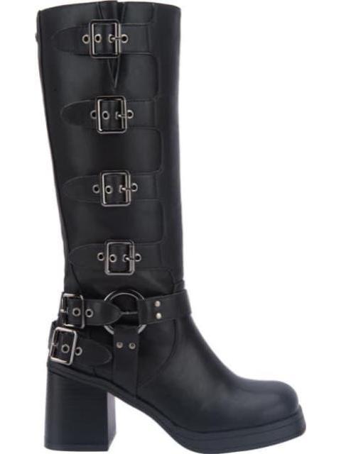 BOTA TACON CUADRADO HEBILLAS NEGRO BELINDA PEREGRIN