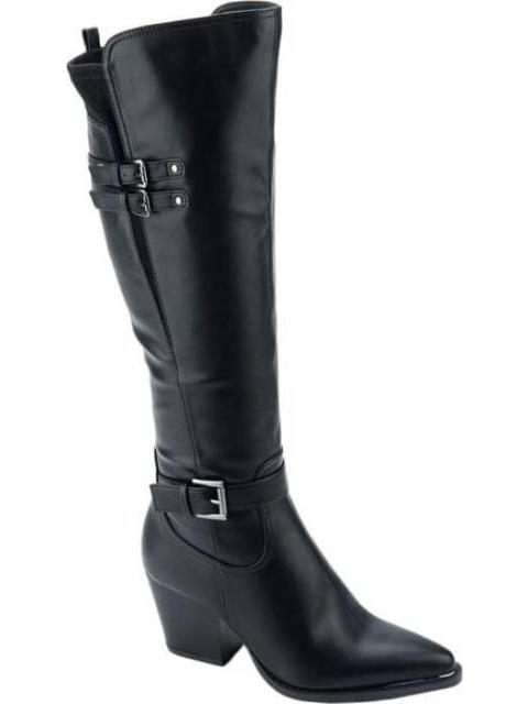 BOTA TACON MEDIO CON HEBILLAS NEGRO TIERRA BENDITA DELUXE