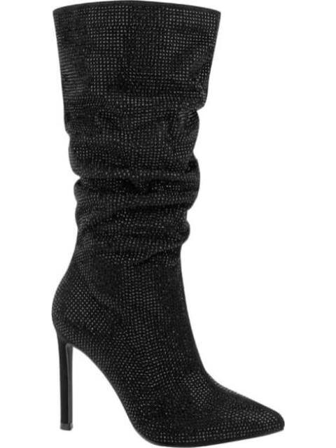 BOTA ALTA TUBO CON ARRUGA PIEDRAS NEGRO BELINDA PEREGRIN