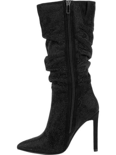 BOTA ALTA TUBO CON ARRUGA PIEDRAS NEGRO BELINDA PEREGRIN
