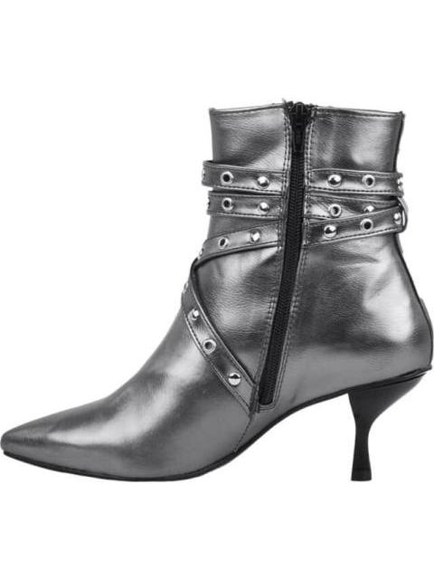 BOTIN EFECTO PIEL METALICO GRIS YAELI FASHION