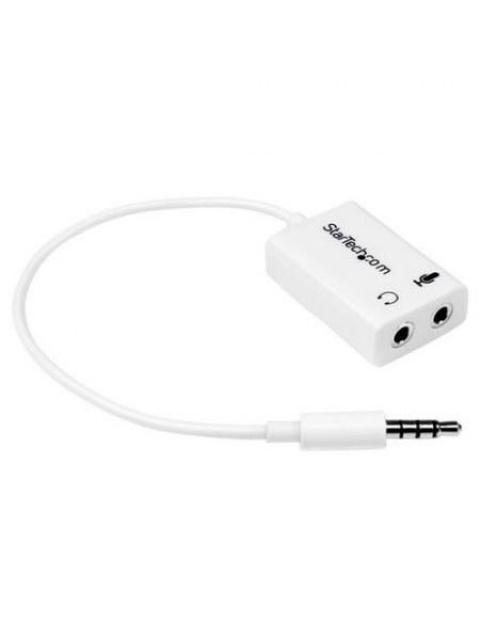STARTECH  ADAPTADOR DIVISOR 1X 3.5MM MACHO - 2X 3.5MM HEMBRA PARA AUDIFONOS Y MICROFONO BLANCO