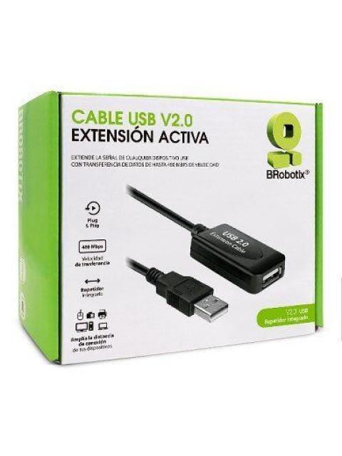 CABLE DE EXTENSION BROBOTIX USB 2.0 MACHO USB 2.0 HEMBRA 5M NEGRO 6000670