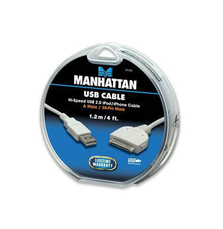 MANHATTAN CABLE ILYNK USB A MACHO - 30-PIN MACHO 1.2 METROS BLANCO PARA IPOD-IPHONE