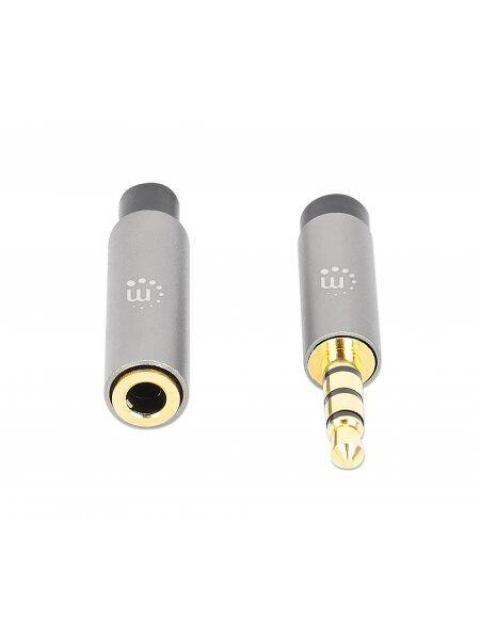 CABLE MANHATTAN AUDIO ESTEREO 3.5MM EXTENSION MACHO - HEMBRA 2M NEGRO-ALUMINIO PLATEADO 356039