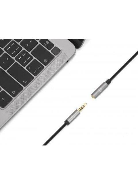 CABLE MANHATTAN AUDIO ESTEREO 3.5MM EXTENSION MACHO - HEMBRA 2M NEGRO-ALUMINIO PLATEADO 356039