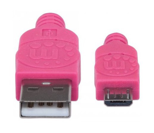 MANHATTAN CABLE CON RECUBRIMIENTO TEXTIL USB 2.0 A MACHO - MICRO USB 2.0 B MACHO 1.8 METROS ROSA-MORADO