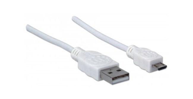 MANHATTAN CABLE PARA DISPOSITIVOS USB DE ALTA VELOCIDAD USB 2.0 A MACHO - MICRO USB 2.0 B MACHO 1.8 METROS BLANCO