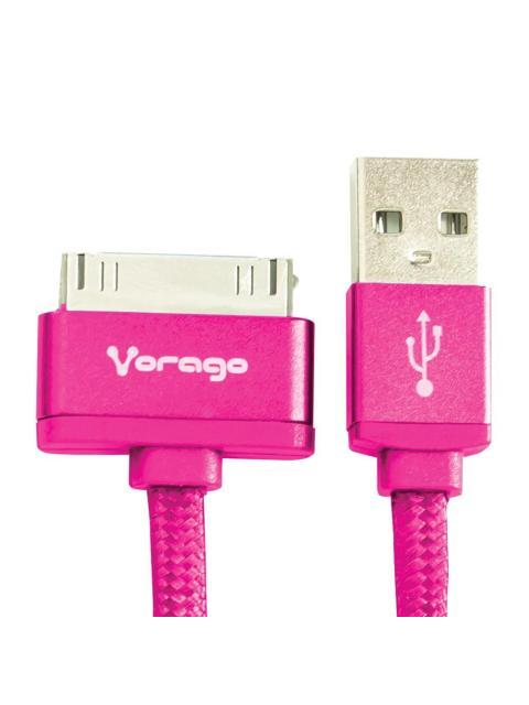 VORAGO CABLE USB A MACHO - APPLE 30-PIN MACHO 1 METRO ROSA PARA IPHONE-MACBOOK-IPOD