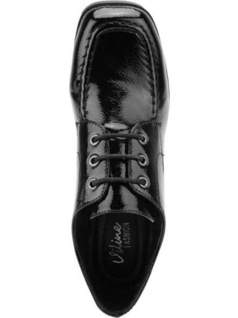 ZAPATO DE CHAROL TACON ANCHO NEGRO VI LINE FASHION