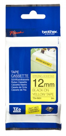 CINTA BROTHER TZES631 NEGRO SOBRE AMARILLO 12MM X 8M