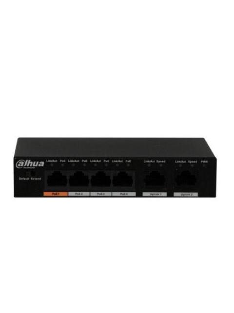 DAHUA SWITCH POE DE 6 PUERTOS FAST ETHERNET 4 PUERTOS POE 2 PUERTOS UPLINK 60 WTS POE WATCHDOG PUERTO 1 SOPORTA HIPOE 60 NBPFS30064ET60.