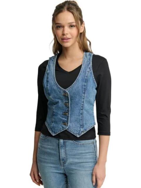 DENIM SIN MANGAS CASUAL ALGODON CORTO    CH ALECO                      DE AZUL HOLLY LAND