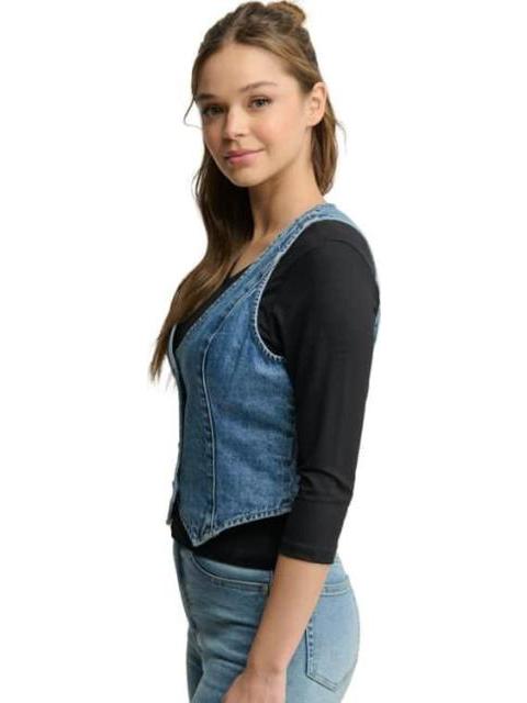 DENIM SIN MANGAS CASUAL ALGODON CORTO    CH ALECO                      DE AZUL HOLLY LAND