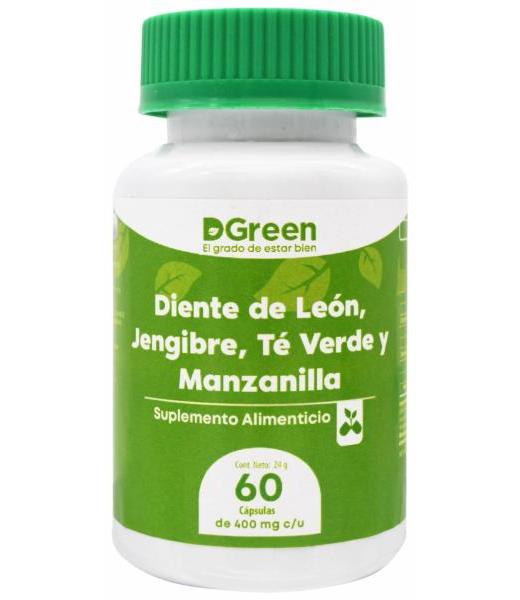 DIENTE DE LEON JENGIBRE TE VERDE MANZANILLA 60 CAP DGREEN