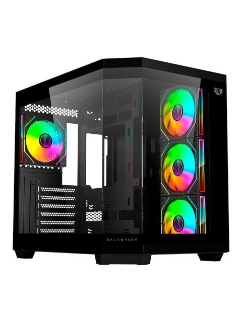 GABINETE BALAM RUSH TANK SUPER 9600 TB MIDI-TOWER ATX-MICRO-ATX-MINI-ITX USB 2.0-3.0 SIN FUENTE 4 VENTILADORES INSTALADOS NEGRO