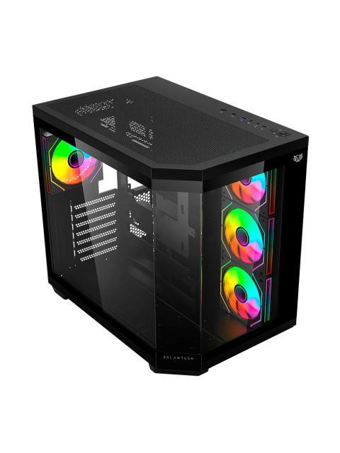 GABINETE BALAM RUSH TANK SUPER 9600 TB MIDI-TOWER ATX-MICRO-ATX-MINI-ITX USB 2.0-3.0 SIN FUENTE 4 VENTILADORES INSTALADOS NEGRO