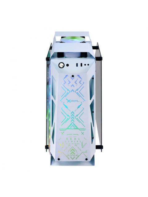 GABINETE XZEAL IR02 CON VENTANA MIDI-TOWER MICRO ATX-MINI ITX USB 3.0-2.0 SIN FUENTE 4 VENTILADORES INSTALADOS RGB BLANCO