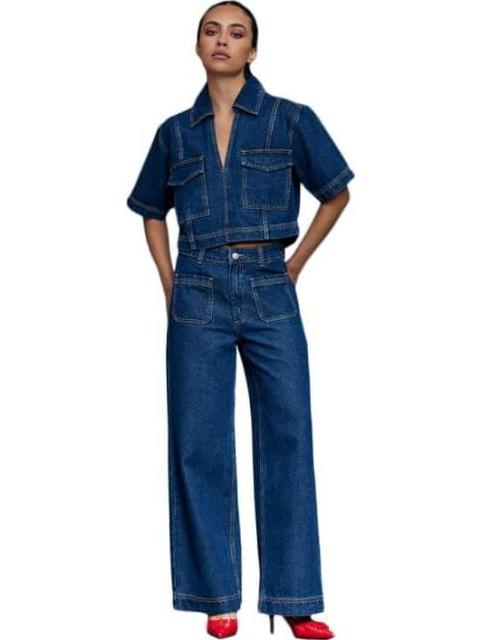 JEANS CORTE RECTO CINTURA ALTA AZUL INDIGO ATMOSPHERE DNM