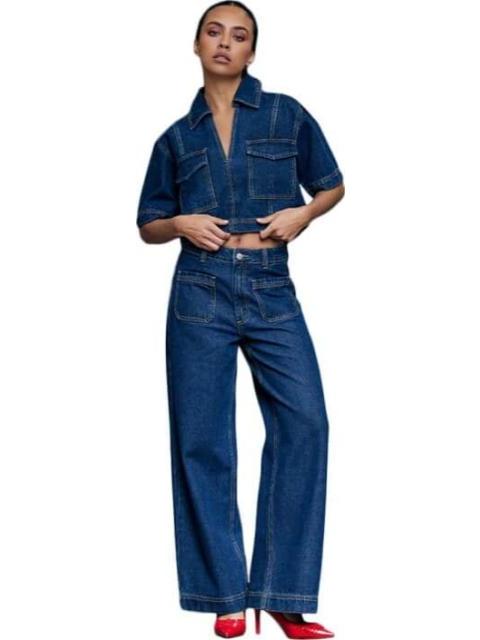 JEANS CORTE RECTO CINTURA ALTA AZUL INDIGO ATMOSPHERE DNM
