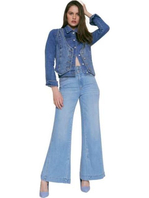 JEANS CORTE WIDE LEG CINTURA ALTA BLEACH ATMOSPHERE DNM