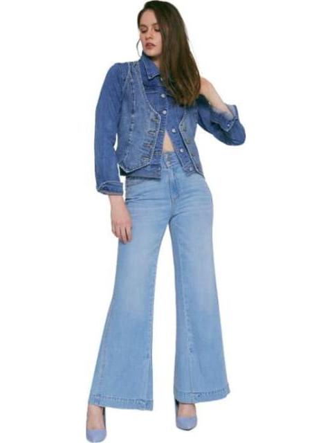 JEANS CORTE WIDE LEG CINTURA ALTA BLEACH ATMOSPHERE DNM