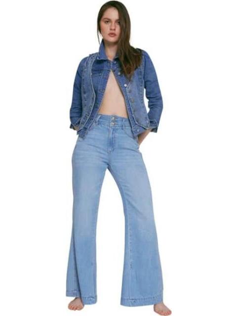 JEANS CORTE WIDE LEG CINTURA ALTA BLEACH ATMOSPHERE DNM