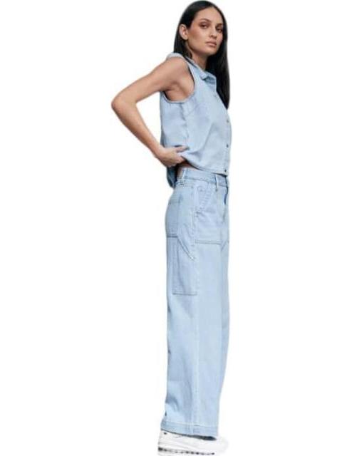 JEANS CORTE WIDE LEG CINTURA ALTA BLEACH ATMOSPHERE DNM