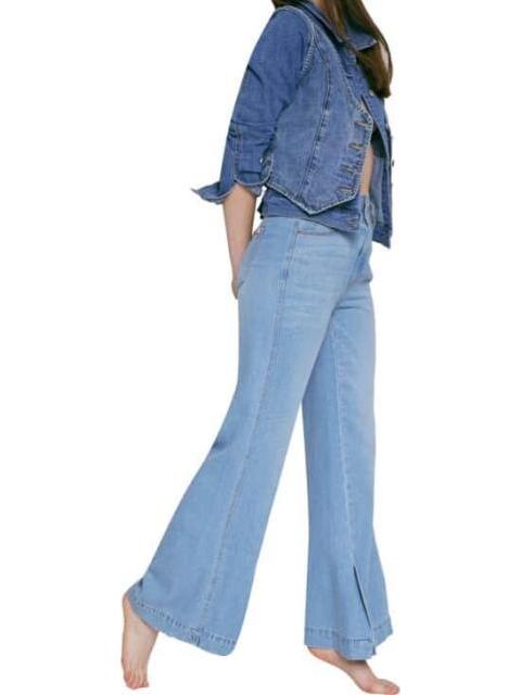 JEANS CORTE WIDE LEG CINTURA ALTA BLEACH ATMOSPHERE DNM