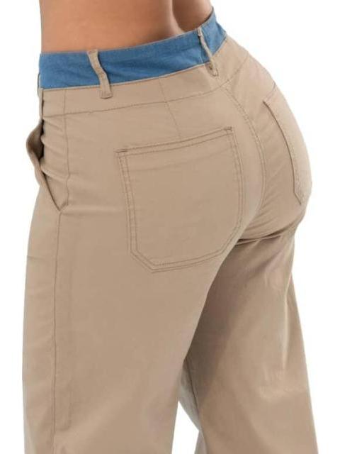 JEANS WIDE LEG CINTURA REGULAR BEIGE FERGINO