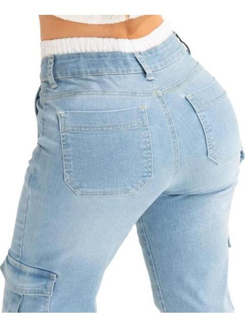 JEANS WIDE LEG CINTURA REGULAR GRIS FERGINO